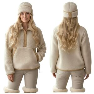 Coach Sherpa Pullover Jacket Cream Tan NWT $598 Size Large  F300